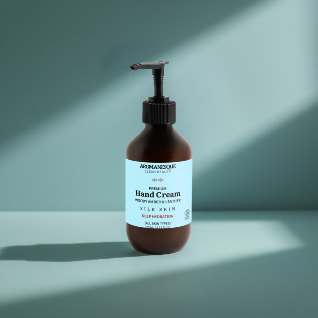 Crema de Manos Premium, Ámbar Maderoso y Cuero